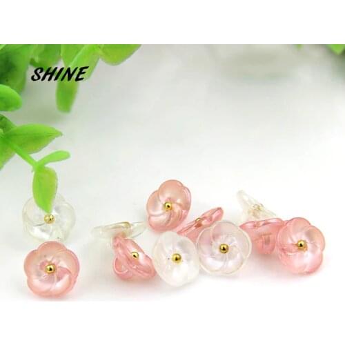20pcs Sewing Buttons Scrapbooking Flower White & Pink Shank For Kid Costura Botones Decorate bottoni botoes 11.5mm