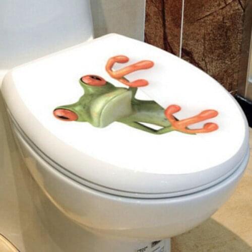 3D Creative Bathroom Toilet Seat Sticker DIY Art Wallpaper Novelty Animal Green Frog Decal Wall Stickers Bathroom Decals 21*30CM