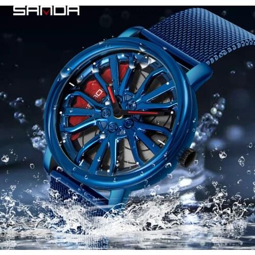 SANDA 2020 Celebrity Recommendation Unique Men Watch 360° Rotating Dial Wheel Watches Waterproof Quartz Clock Gifts Montre Homme