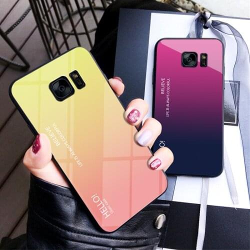 For Samsung Galaxy S8 S9 Plus Case Note 8 Note9 Colored Tempered Glass Gradient Protector Back Cover Case for Samsung S7 S7edge