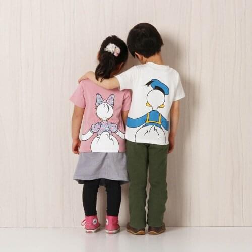 Kids t shirt short sleeve white pink mickey minnie tshirt girls pink minnie daisy clothing summer 2019 girls clothing for family