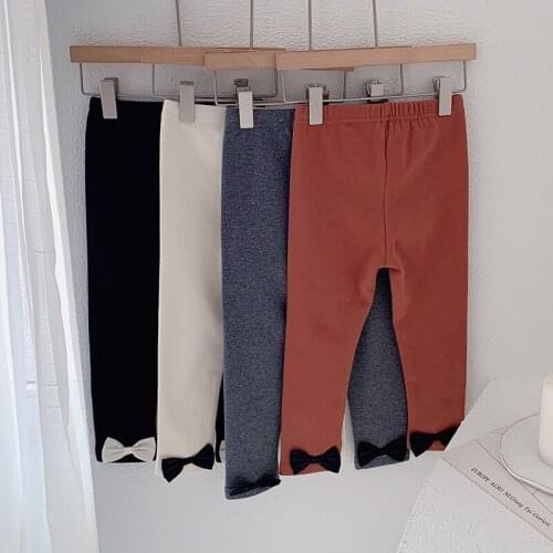 Girls Children Cotton Bow Pants Kids Keep Warm Clothes Trousers Sleepwears Teenagers 2021 New Style Spring Autumn Pants Leggings