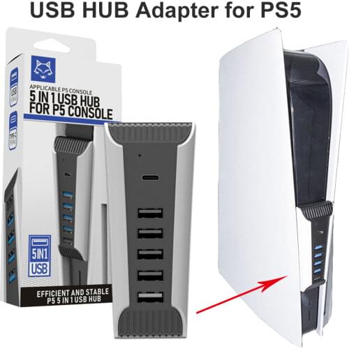 For PS5 PlayStation 5 USB2.0 USB3.0 Type-C Game Controller USB Hub 1 to 5 Multi Ports Splitter Extension Speed Adapter