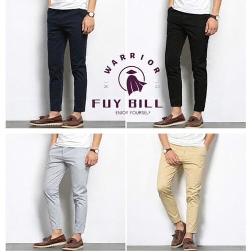 Fuy Bill Autumn Men Fashions Solid Color Casual Pants Men Straight Slight Elastic Ankle-Length High Quality Formal Trousers Men