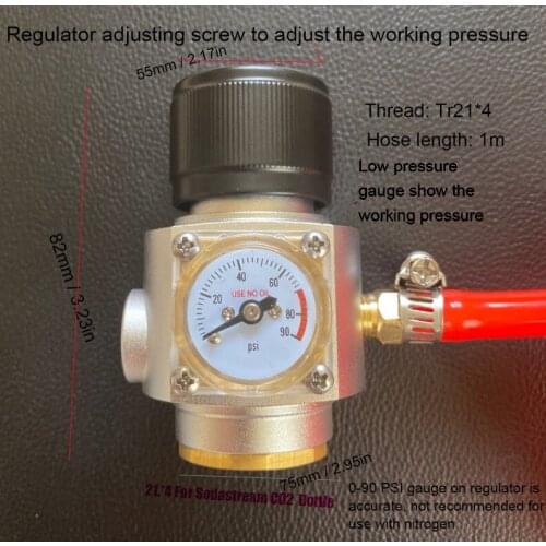 5/16" Gas Line Assembly - 0-90 PSI CO2 Mini Gas Regulator T21*4 - Draft Beer Dispensing Corny