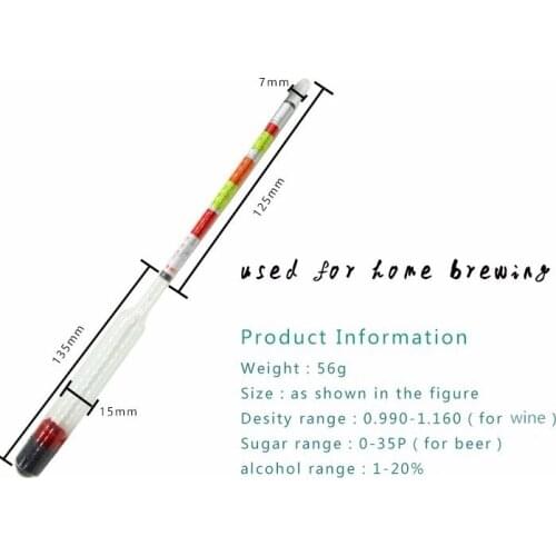 Hydrometer Alcohol Meter Used for Wine and Beer High Tuality Tool for Home Brewing Glass Material