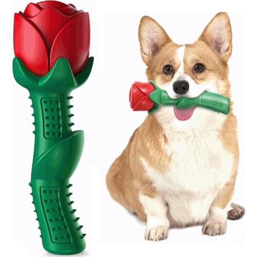 Dog Toy, Pet Molar Bite Toy with Cute Rose Shape, Dog Chew Toy for Aggressive Chewers Fits for Small, Large Dogs