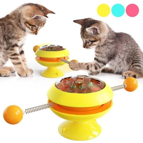 Pets Cat Toys Turning Windmill Ball Turntable Scratch Tickle Catnip Toy Interactive Funny Kitten Stick Catnip Interactive Pet