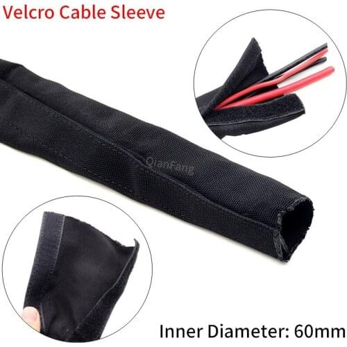 Cable Sleeve 60mm With Velcro Tape PET Braided Computer Cable Sock Organizer Nylon Harness Sheath Management Wire Wrap Protector