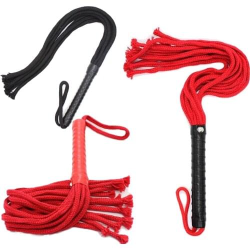 Candiway Faux Leather Handle Cotton Rope Tassel Fetish Flirting Spanking Whip Adult Sex Game For Couple
