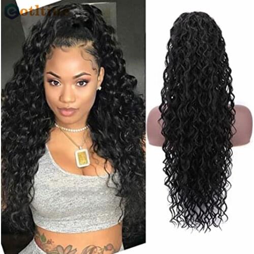 Drawstring Puff Ponytail Kinky Curly Hair Extension Malaysia Real Human Hair Clip in Pony Tail African American Hair Extensions