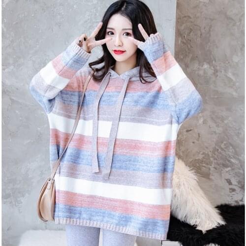 Hot Sale Maternity Sweaters Stripe Hoodie Loose Pullovers Full Warm Sweater Pregnant Women Clothing For Pregnancy Freeshipping
