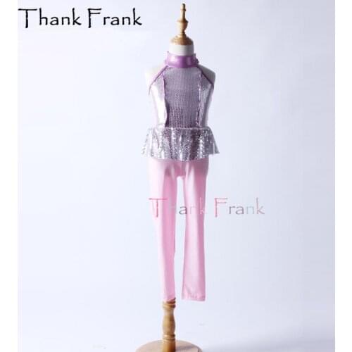 Mock Turtleneck Sequin Jazz Modern Dance Costume With An Attached Long Unitard C143