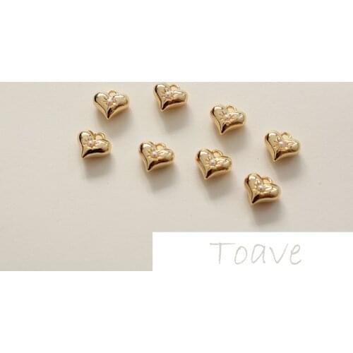 Copper plating 18K true gold peach heart love point bright pearl diy bracelet necklace earpiece pendant