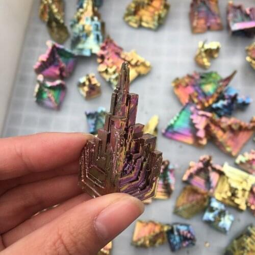 Mineral Specimen Bismuth Crystal Iridescent Rainbow Manmade Ore