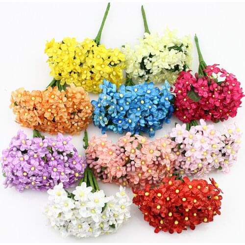144pieces Mini Silk Baby Breath flower Bouquet, Artificial Fabric Cherry Plum Blossom flowers Wreaths Scrapbook decoration