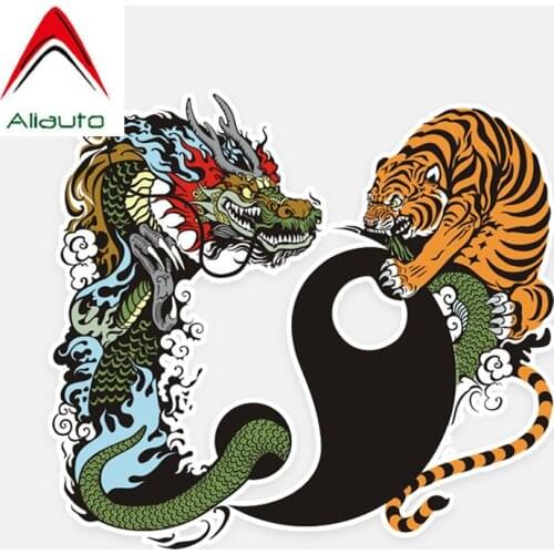 Aliauto Fashion Warning Car Sticker Dragon and Tiger Animal Decoration PVC Waterproof Sunscreen Reflective Decal,17cm*15cm