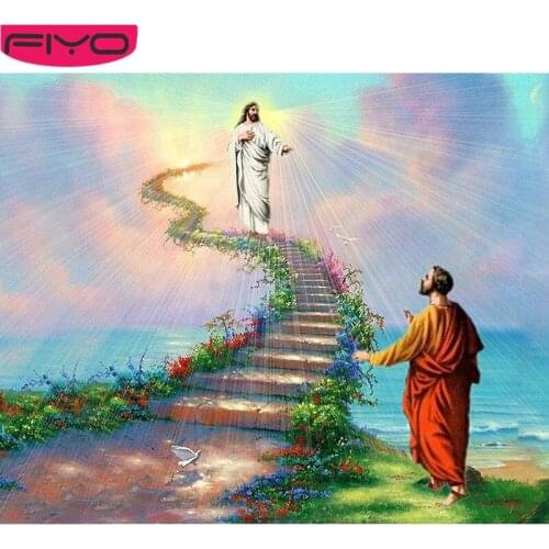 FIYO DIY Diamond Painting Full Square Religious Icon Diamond Embroidery High Ladder Cross Stitch Mosaic Home Decor Gift