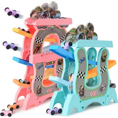 DIY 6-story Slide Board Track Friction Racing Gliding Cars Mode Set Slot Kids Toys Gifts