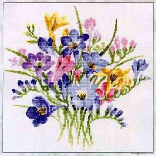 Cross stitch Handmade 14CT Counted Canvas DIY,Cross-stitch kits,Embroidery VPFP716 Bouquet-Freesia 29-28