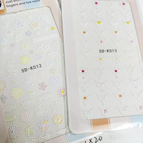 5D Stickers for Nails Datura Flowers Cute Crystal Nail Art Decorations Stereoscopic Sticker Accessories Anaglyph Effect Design