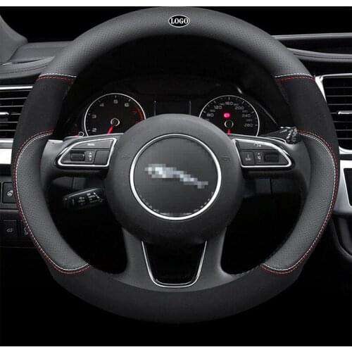Genuine Leather Car Steering Wheel Cover 15 inch/38cm for Jaguar F-Pace F-Type X-Type I-PACE XF XJ XE XK 2019 2020