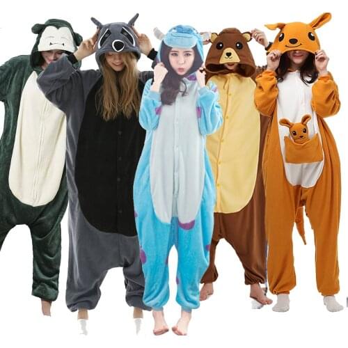XXL Men Raccoon Kigurumi Pajamas Adult Animal Onesie Cosplay Costume Women Pyjamas Cartoon Jumpsuit Christmas One-Piece Pijamas