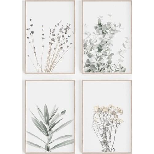 Nordic Style Lavender Eucalyptus Posters Botanical Canvas Painting Farmhouse Wall Art Pictures for Living Room Home Decoration