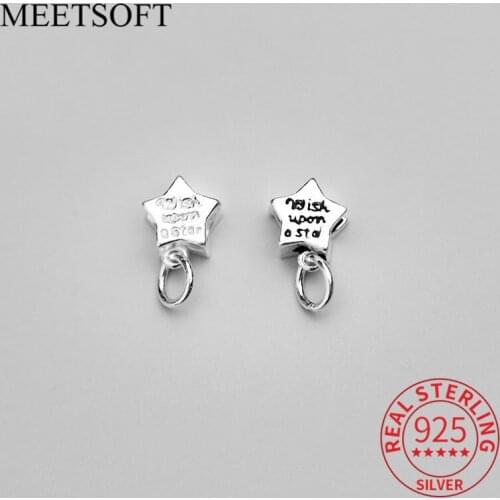 MEETSOFT Classic 925 Sterling Silver Stars and Letter Charms Women DIY Handmade Jewelry Necklace Deocration Accessory Gift