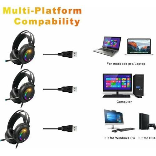 Wired Gaming Headset 7.1 Surround Sound stereo Mic Headphones For PS4 XBOX ONE