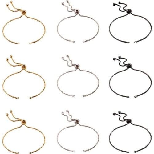 Adjustable Brass Box Chain Bracelet Jewelry Making Slide Extender Chain Cadmium Nickel Lead free Real Metal plated, 5"(123mm)