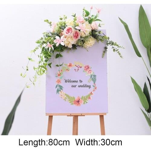 DIY wedding props welcome card flowers hotel water sign creative sign floral decor road lead flores artificial flower wall ball