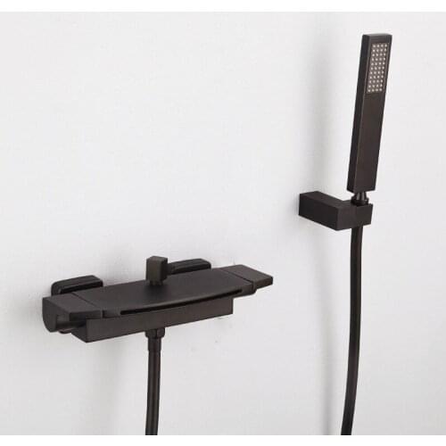 Luxury black plated Chrome brass Bathtub faucet set wall mounted bathroom cold hot water shower faucet with handheld shower head