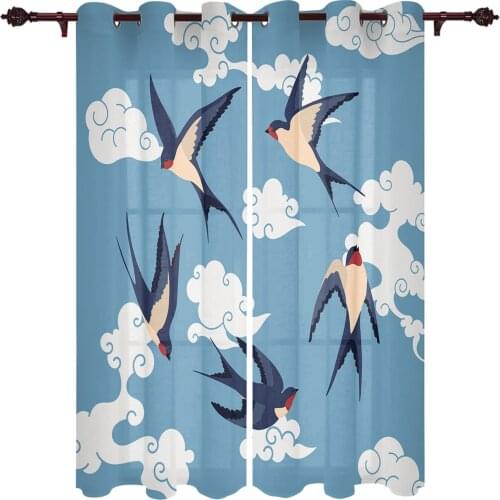 Chinese Style Auspicious Clouds Swallow Window Curtains Kitchen Bedroom Drapes Home Decor Luxury Curtains for Living Room