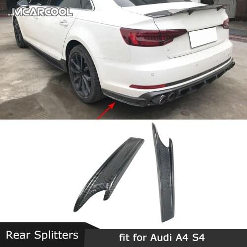 For Audi A4 Sline S4 B9 2017 2018 Rear Lip Splitters Spoiler Aprons Carbon Fiber / FRP Fender Side Bumper Trim Covers