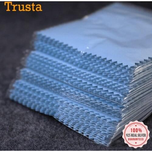 Trustdavis Cleaning Silver Polishing Cloth With OPP Bag for Sterling Silver Jewelry Anti Tarnish Blue Color Microfiber Suede