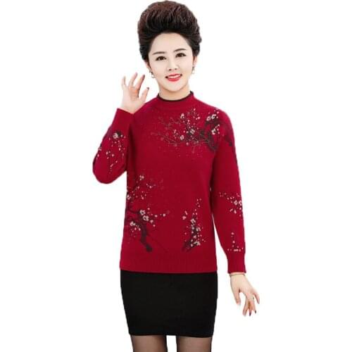 Knitted Sweater Women 2020 Autumn Winter Middle and old Pullover Knit Sweater Female elegant Plus Size 4XL Jumper Knitwear R589