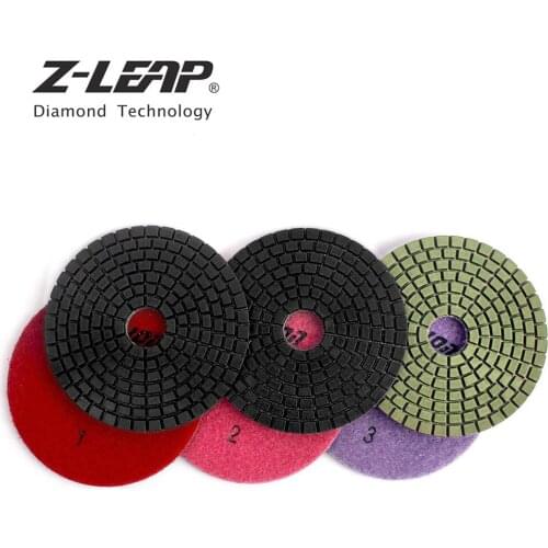 Z-LEAP 4 Inch 3 Steps Polish Pad Flexible Wet Diamond Polishing Wheels For Granite Marble Stone Abrasive Tool