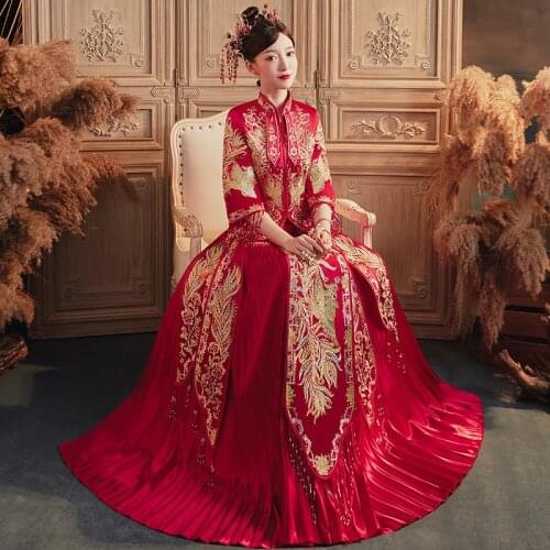 FZSLCYIYI Chinese Style Women Men Wedding Dress Classic Luxurious Embroidered Hanfu Clothing Marriage Suit Vestidos Size S-2XL