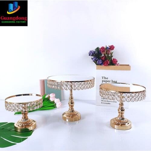 Gold acryl Mirror Metal Cake Stand Round Wedding Birthday Party Dessert Cupcake Pedestal Display Plate Home Decor
