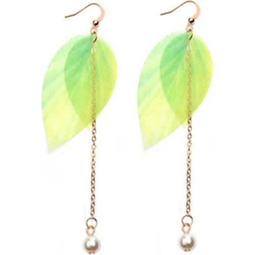 1 Pair Charm Earrings Leaves Fake Pearl Pendant Earrings Dangle Earrings Filigree Leaf Leaves Earrings Jewelry