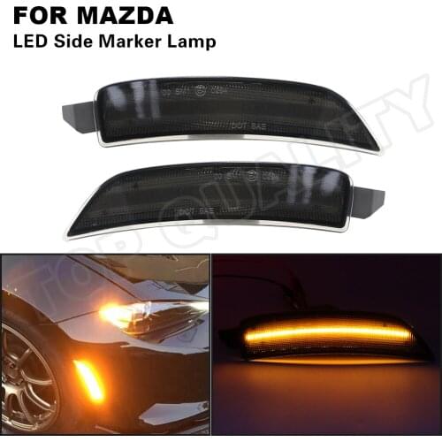 2Pcs For 2016 2017 2018 2019 2020 Mazda Miata Mx-5 ND Smoked Front Bumper LED Side Marker Light Amber Turn Siganl Fender Lamp