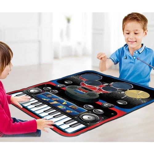 2 In 1 Mini Piano Mats Music Carpets Jazz Rack Drum Piano Blanket Early Education Puzzle Music Girl Boy Music Toy Beginner