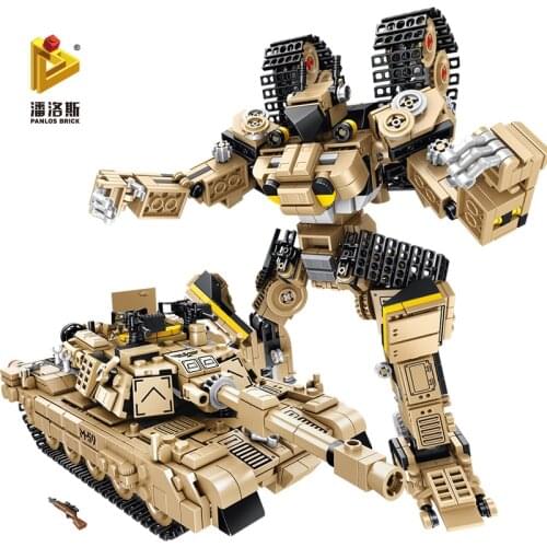 PANLOS 2021 WW2 Main Battle Tank Attack Deformation Robot Childrens Toy Sticker Gift Compatible with LegoINGlys Building Blocks