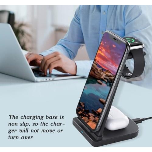 3 In 1 Wireless Charging Station For IPhone12Pro/11Pro/Xr/Xs/AirPods Pro/iWatch6/5 Wireless Charger For SamsungS10/Buds/Watch