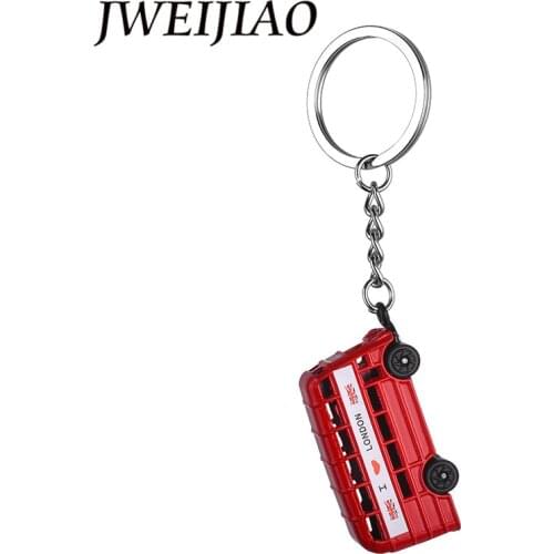 JWEIJIAO UK I Love London Red Bus Key Chain Simulation Black Car Keychain Key Rings Van Bus Charm Tourist Souvenir DS47