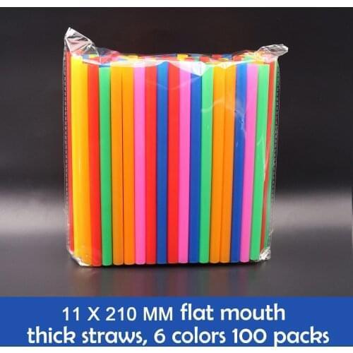 Color Disposable Flat Mouth Thick Straws 11 X 210 MM Straight Tube 100 Packs 100PCS color disposable flat mouth thick straws