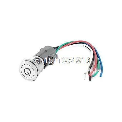 DC 24V 19mm Blue Ring Illuminated LED Light Latching Push Button Switch 1NO 1NC