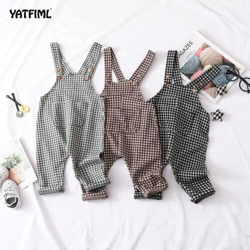 YATFIML Childrens plaid overalls pants for boys girls baby girl boy big pp pants spring new toddler jumpsuit
