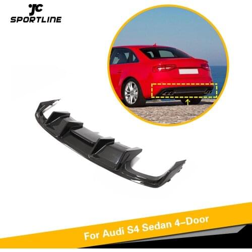 Carbon Fiber Rear Bumper Diffuser Lip Spoiler for Audi S4 Sedan 4 Door 2013 - 2016 Car Rear Bumper Diffuser Lip Spoiler